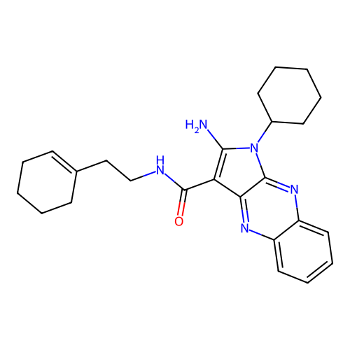 2-amino-N-[2-(cyclohex-1-en-1-yl)ethyl]-1-cyclohexyl-1H-pyrrolo[2,3-b]quinoxaline-3-carboxamide structure