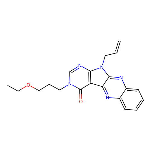 11-allyl-3-(3-ethoxypropyl)-3H-pyrimido[5',4':4,5]pyrrolo[2,3-b]quinoxalin-4(11H)-one structure