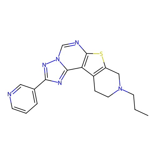 9-propyl-2-(pyridin-3-yl)-8,9,10,11-tetrahydropyrido[4',3':4,5]thieno[3,2-e][1,2,4]triazolo[1,5-c]pyrimidine structure