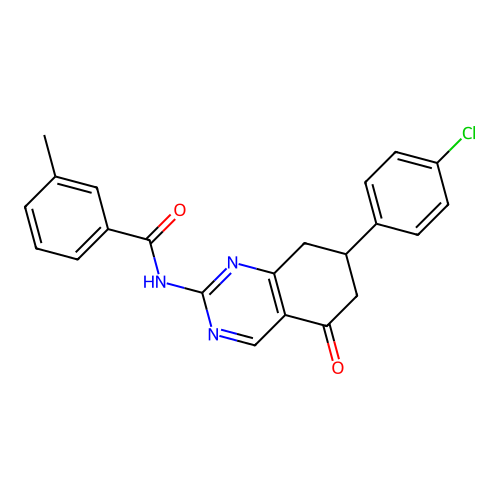 N-(7-(4-chlorophenyl)-5-oxo-5,6,7,8-tetrahydroquinazolin-2-yl)-3-methylbenzamide structure