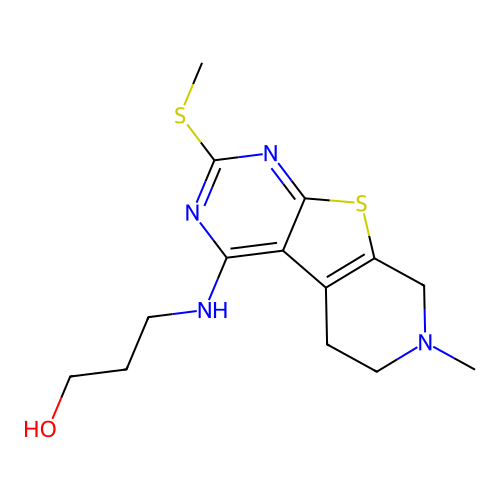 3-(7-Methyl-2-methylsulfanyl-5,6,7,8-tetrahydro-pyrido[4',3':4,5]thieno[2,3-d]pyrimidin-4-ylamino)-propa n-1-ol structure