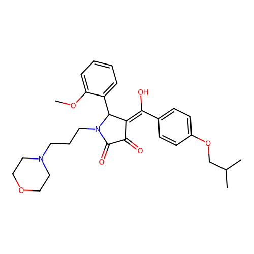 (4E)-4-[hydroxy-[4-(2-methylpropoxy)phenyl]methylidene]-5-(2-methoxyphenyl)-1-(3-morpholin-4-ylpropyl)pyrrolidine-2,3-dione structure