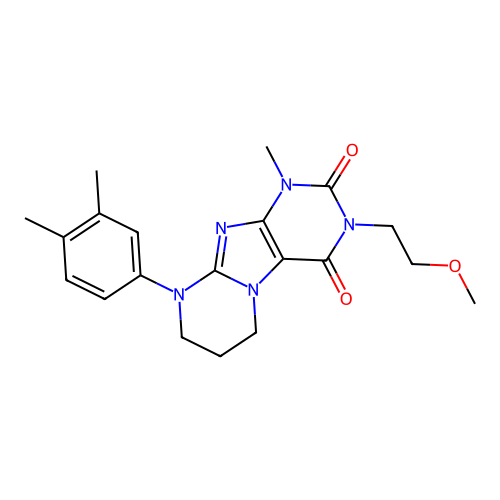 9-(3,4-dimethylphenyl)-3-(2-methoxyethyl)-1-methyl-6,7,8,9-tetrahydropyrimido[2,1-f]purine-2,4(1H,3H)-dione structure