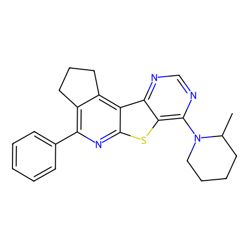 7-(2-methylpiperidin-1-yl)-4-phenyl-2,3-dihydro-1H-cyclopenta[4',5']pyrido[3',2':4,5]thieno[3,2-d]pyrimidine structure