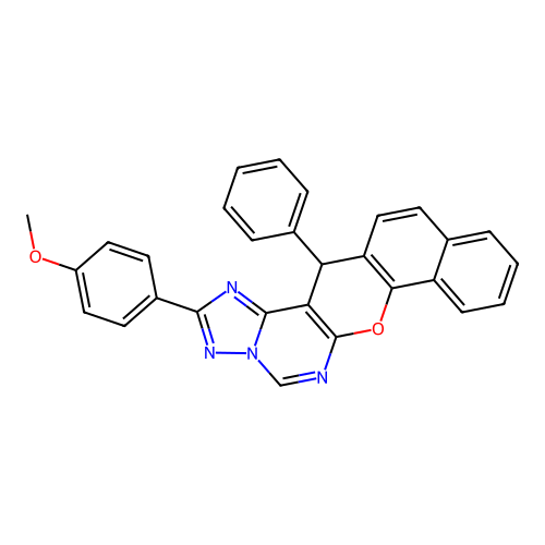 2-(4-methoxyphenyl)-14-phenyl-14H-benzo[7,8]chromeno[3,2-e][1,2,4]triazolo[1,5-c]pyrimidine structure
