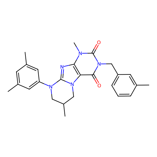 9-(3,5-dimethylphenyl)-1,7-dimethyl-3-(3-methylbenzyl)-6,7,8,9-tetrahydropyrimido[2,1-f]purine-2,4(1H,3H)-dione structure
