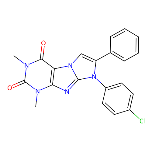 6-(4-Chlorophenyl)-2,4-dimethyl-7-phenylpurino[7,8-a]imidazole-1,3-dione structure