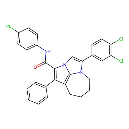 N-(4-chlorophenyl)-4-(3,4-dichlorophenyl)-1-phenyl-5,6,7,8-tetrahydro-2a,4a-diazacyclopenta[cd]azulene-2-carboxamide structure