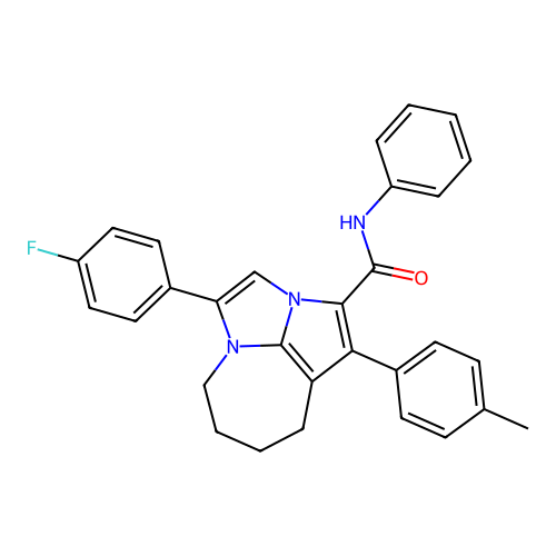 4-(4-fluorophenyl)-1-(4-methylphenyl)-N-phenyl-5,6,7,8-tetrahydro-2a,4a-diazacyclopenta[cd]azulene-2-carboxamide structure