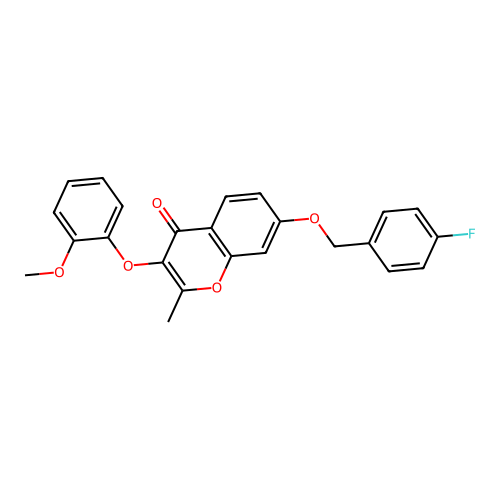 7-[(4-Fluorophenyl)methoxy]-3-(2-methoxyphenoxy)-2-methylchromen-4-one structure