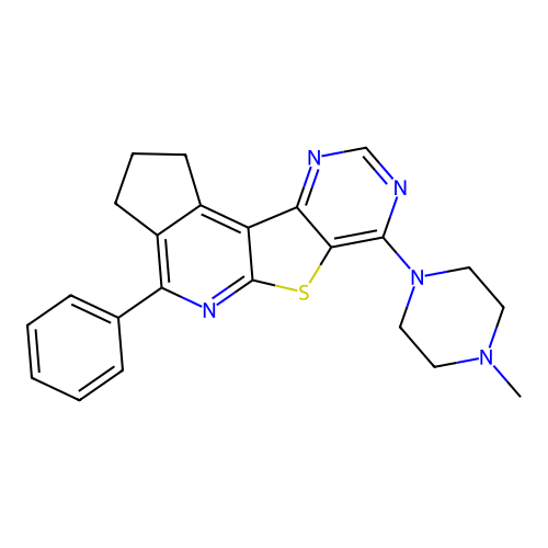 7-(4-methylpiperazin-1-yl)-4-phenyl-2,3-dihydro-1H-cyclopenta[4',5']pyrido[3',2':4,5]thieno[3,2-d]pyrimidine structure