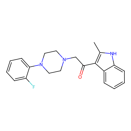 2-[4-(2-fluorophenyl)piperazin-1-yl]-1-(2-methyl-1H-indol-3-yl)ethanone structure