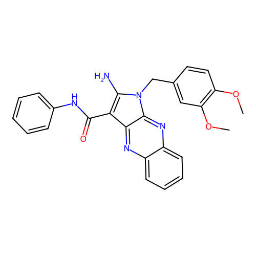 2-amino-1-(3,4-dimethoxybenzyl)-N-phenyl-1H-pyrrolo[2,3-b]quinoxaline-3-carboxamide structure
