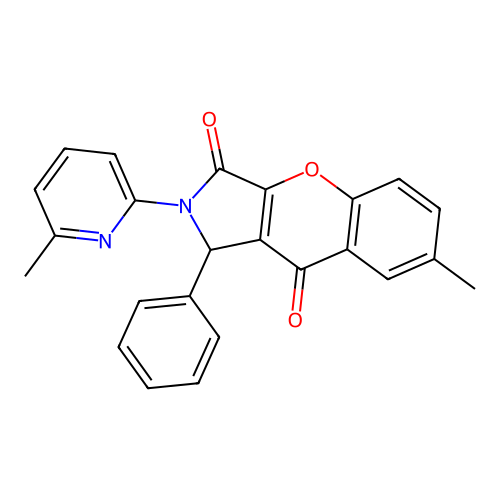 7-methyl-2-(6-methylpyridin-2-yl)-1-phenyl-1,2-dihydrochromeno[2,3-c]pyrrole-3,9-dione structure