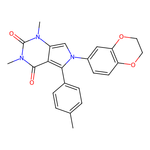 6-(2,3-dihydro-1,4-benzodioxin-6-yl)-1,3-dimethyl-5-(4-methylphenyl)-1H-pyrrolo[3,4-d]pyrimidine-2,4(3H,6H)-dione structure