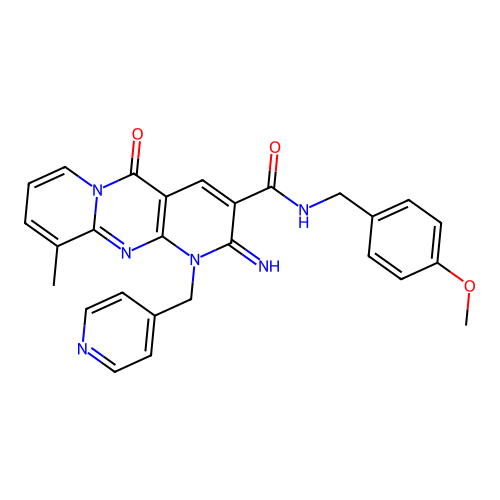 2-imino-N-(4-methoxybenzyl)-10-methyl-5-oxo-1-(pyridin-4-ylmethyl)-1,5-dihydro-2H-dipyrido[1,2-a:2',3'-d]pyrimidine-3-carboxamide structure