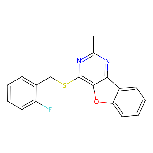 4-[(2-Fluorobenzyl)sulfanyl]-2-methyl[1]benzofuro[3,2-d]pyrimidine structure