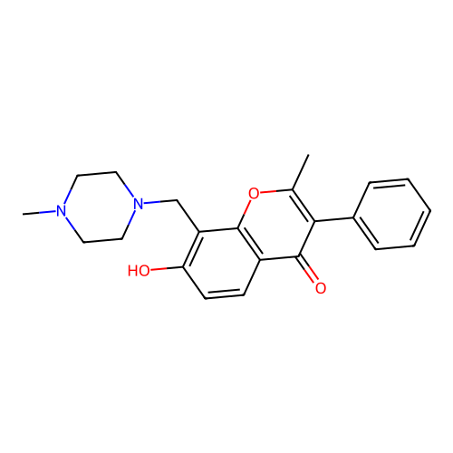 7-hydroxy-2-methyl-8-((4-methylpiperazin-1-yl)methyl)-3-phenyl-4H-chromen-4-one structure
