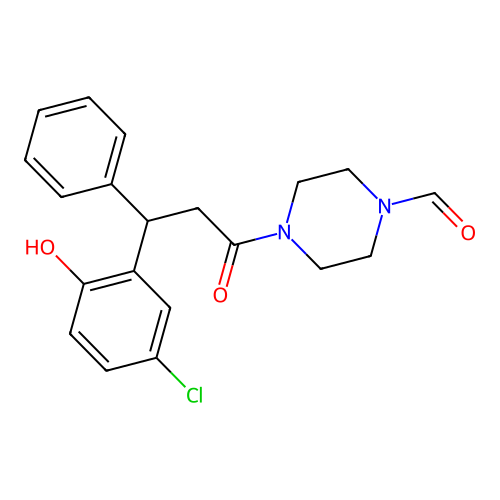 4-[3-(5-Chloro-2-hydroxyphenyl)-3-phenylpropanoyl]piperazine-1-carbaldehyde structure