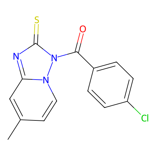 (4-chlorophenyl)(7-methyl-2-thioxo-[1,2,4]triazolo[1,5-a]pyridin-3(2H)-yl)methanone structure