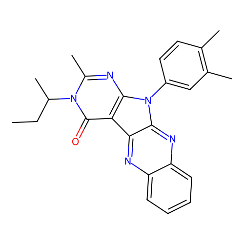 3-(butan-2-yl)-11-(3,4-dimethylphenyl)-2-methyl-3,11-dihydro-4H-pyrimido[5',4':4,5]pyrrolo[2,3-b]quinoxalin-4-one structure