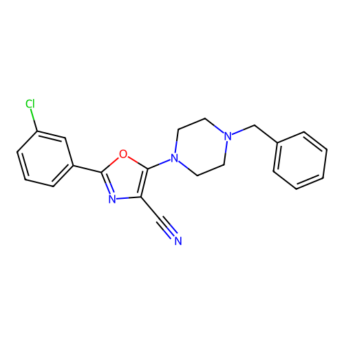 5-(4-Benzylpiperazin-1-yl)-2-(3-chlorophenyl)-1,3-oxazole-4-carbonitrile structure