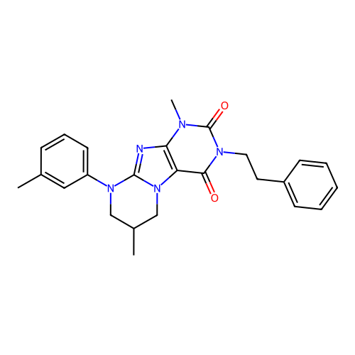 1,7-dimethyl-3-phenethyl-9-(m-tolyl)-6,7,8,9-tetrahydropyrimido[2,1-f]purine-2,4(1H,3H)-dione structure