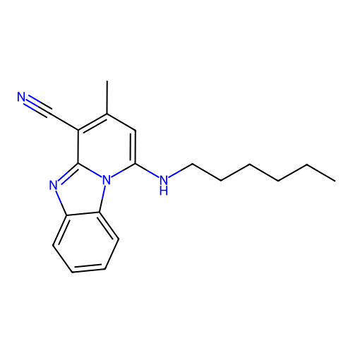 1-(Hexylamino)-3-methylpyrido[1,2-a]benzimidazole-4-carbonitrile structure