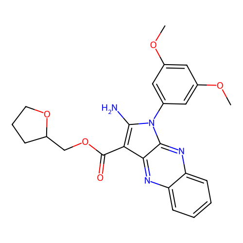 oxolan-2-ylmethyl 2-amino-1-(3,5-dimethoxyphenyl)pyrrolo[3,2-b]quinoxaline-3-carboxylate structure