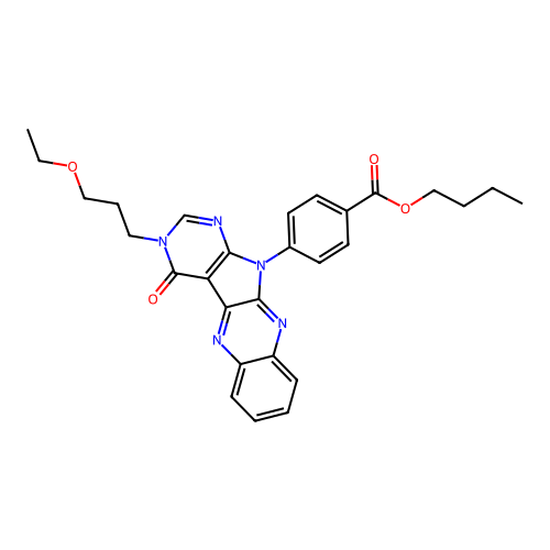 butyl 4-(3-(3-ethoxypropyl)-4-oxo-3H-pyrimido[5',4':4,5]pyrrolo[2,3-b]quinoxalin-11(4H)-yl)benzoate structure