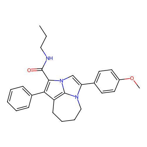4-(4-methoxyphenyl)-1-phenyl-N-propyl-5,6,7,8-tetrahydro-2a,4a-diazacyclopenta[cd]azulene-2-carboxamide structure