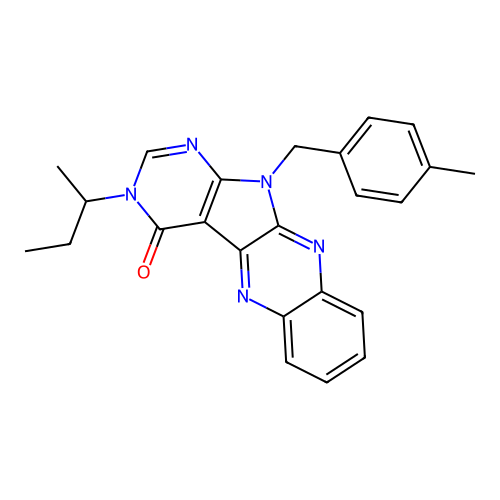 3-(butan-2-yl)-11-(4-methylbenzyl)-3,11-dihydro-4H-pyrimido[5',4':4,5]pyrrolo[2,3-b]quinoxalin-4-one structure