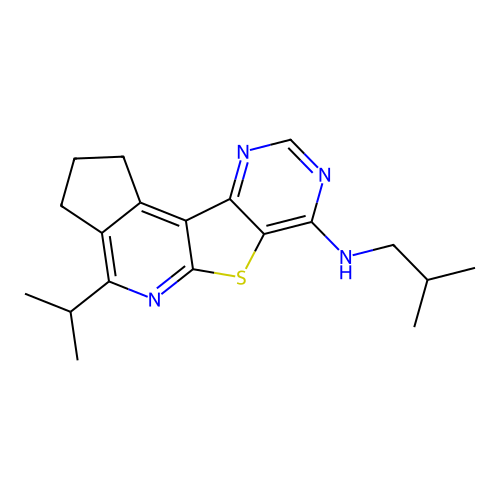 N-(2-methylpropyl)-4-(propan-2-yl)-2,3-dihydro-1H-cyclopenta[4',5']pyrido[3',2':4,5]thieno[3,2-d]pyrimidin-7-amine structure