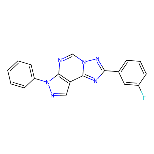 2-(3-fluorophenyl)-7-phenyl-7H-pyrazolo[4,3-e][1,2,4]triazolo[1,5-c]pyrimidine structure