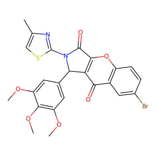 7-bromo-2-(4-methyl-1,3-thiazol-2-yl)-1-(3,4,5-trimethoxyphenyl)-1,2-dihydrochromeno[2,3-c]pyrrole-3,9-dione structure