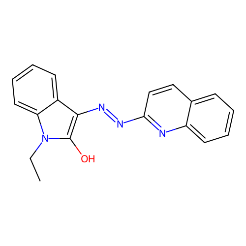 (3Z)-1-ethyl-3-(quinolin-2-ylhydrazinylidene)indol-2-one structure