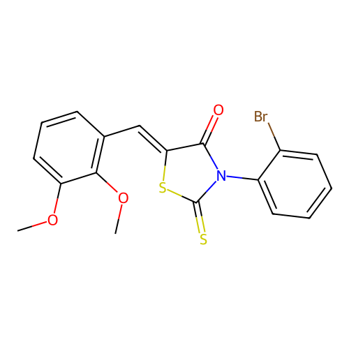 (5Z)-3-(2-bromophenyl)-5-(2,3-dimethoxybenzylidene)-2-thioxo-1,3-thiazolidin-4-one structure