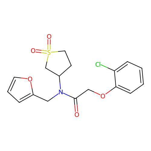 2-(2-chlorophenoxy)-N-(1,1-dioxidotetrahydrothiophen-3-yl)-N-(furan-2-ylmethyl)acetamide structure