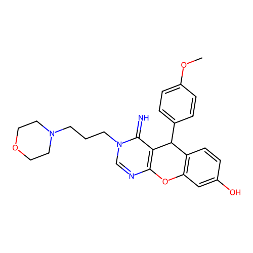 4-imino-5-(4-methoxyphenyl)-3-[3-(morpholin-4-yl)propyl]-3,5-dihydro-4H-chromeno[2,3-d]pyrimidin-8-ol structure