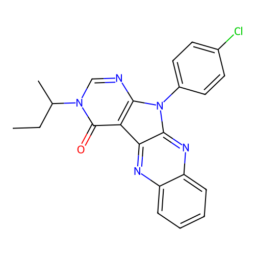 3-(butan-2-yl)-11-(4-chlorophenyl)-3,11-dihydro-4H-pyrimido[5',4':4,5]pyrrolo[2,3-b]quinoxalin-4-one structure