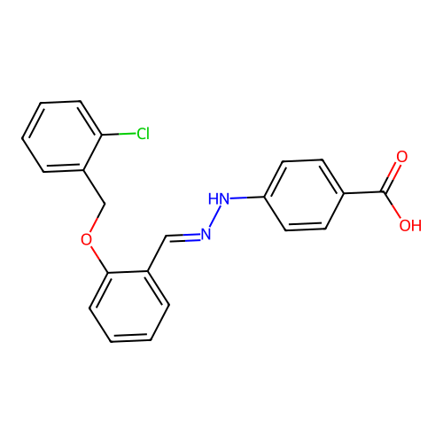 4-[(2E)-2-{2-[(2-chlorobenzyl)oxy]benzylidene}hydrazinyl]benzoic acid structure