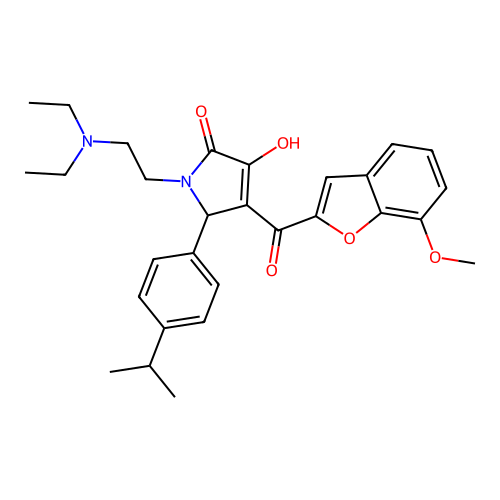 1-[2-(diethylamino)ethyl]-3-hydroxy-5-(4-isopropylphenyl)-4-[(7-methoxy-1-benzofuran-2-yl)carbonyl]-1,5-dihydro-2H-pyrrol-2-one structure