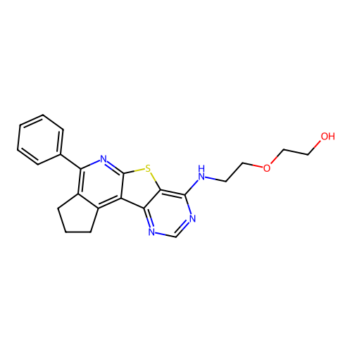 2-(2-((4-phenyl-2,3-dihydro-1H-cyclopenta[4',5']pyrido[3',2':4,5]thieno[3,2-d]pyrimidin-7-yl)amino)ethoxy)ethanol structure