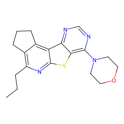 7-(morpholin-4-yl)-4-propyl-2,3-dihydro-1H-cyclopenta[4',5']pyrido[3',2':4,5]thieno[3,2-d]pyrimidine structure