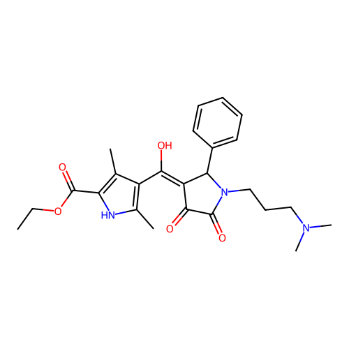 ethyl 4-[[1-[3-(dimethylamino)propyl]-4,5-dioxo-2-phenylpyrrolidin-3-ylidene]-hydroxymethyl]-3,5-dimethyl-1H-pyrrole-2-carboxylate structure