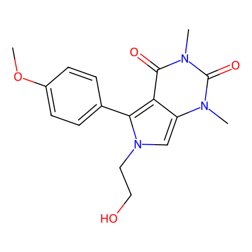 6-(2-hydroxyethyl)-5-(4-methoxyphenyl)-1,3-dimethyl-1H-pyrrolo[3,4-d]pyrimidine-2,4(3H,6H)-dione structure