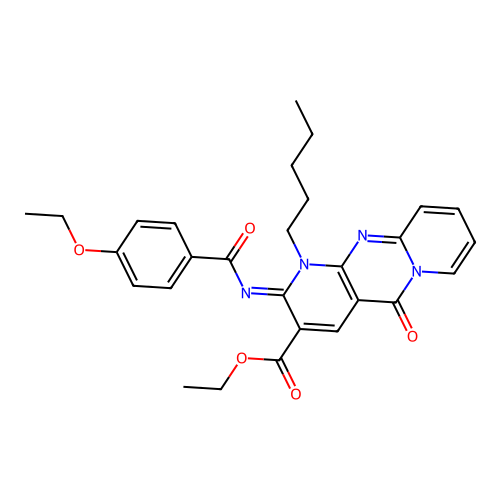 (Z)-ethyl 2-((4-ethoxybenzoyl)imino)-5-oxo-1-pentyl-2,5-dihydro-1H-dipyrido[1,2-a:2',3'-d]pyrimidine-3-carboxylate structure