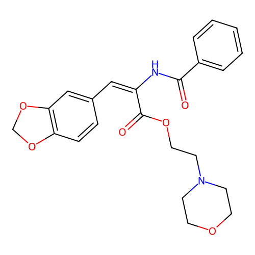 (E)-2-morpholinoethyl 2-benzamido-3-(benzo[d][1,3]dioxol-5-yl)acrylate structure