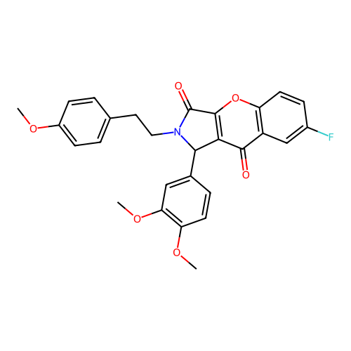 1-(3,4-dimethoxyphenyl)-7-fluoro-2-(4-methoxyphenethyl)-1,2-dihydrochromeno[2,3-c]pyrrole-3,9-dione structure