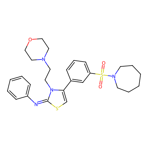 N-[(2Z)-4-[3-(azepan-1-ylsulfonyl)phenyl]-3-[2-(morpholin-4-yl)ethyl]-1,3-thiazol-2(3H)-ylidene]aniline structure